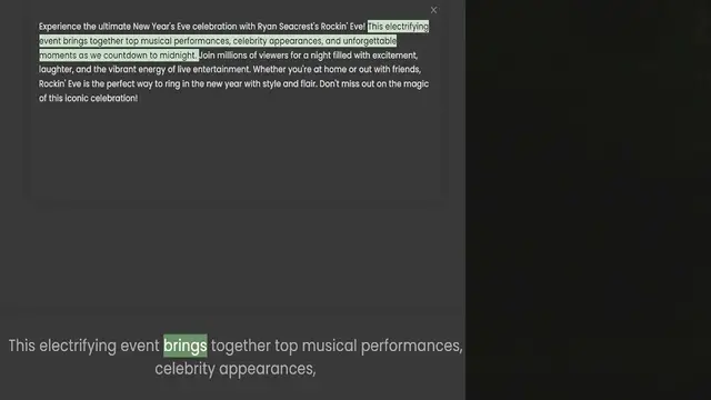 Video thumbnail for Experience the ultimate New Year's Eve celebration with Ryan Seacrest's Rockin' Eve! This electrifying event brings together top musical performances, celebrity appearances, and unforgettable moments as we countdown to midnight. Join mill