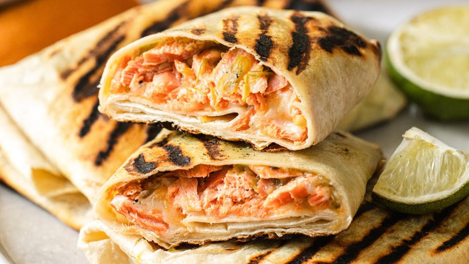 Video thumbnail for Grilled Salmon Burrito Recipe