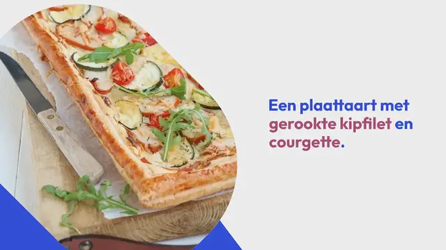 Video thumbnail for Plaattaart met gerookte kipfilet en courgette