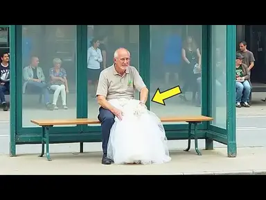 'Video thumbnail for Old Man Sits At Bus Stop With Wedding Dress On His Lap, Then A Woman Finds Out Why'