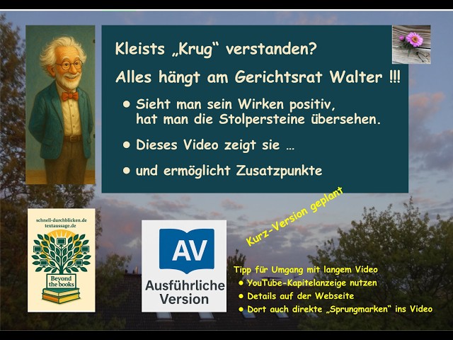 Video thumbnail for ZP: Kleist, "Krug" - Kleists Stolpersteine im "Krug" beim Gerichtsrat erkennen - gibt Zusatzpunkte