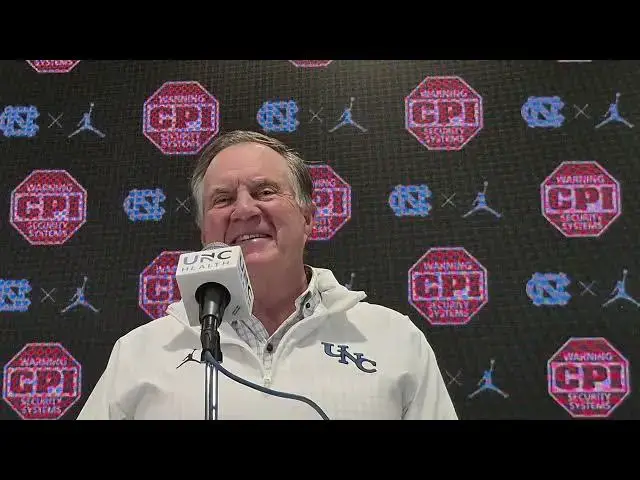 'Video thumbnail for #UNC coach Bill Belichick postgame press conference after victory over Stanford'