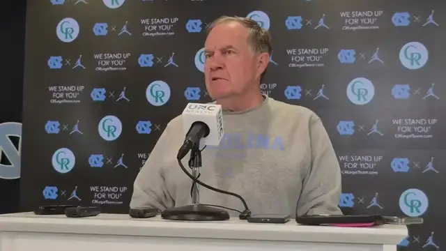 'Video thumbnail for #UNC coach Bill Belichick press conference before Saturday's first practice.'