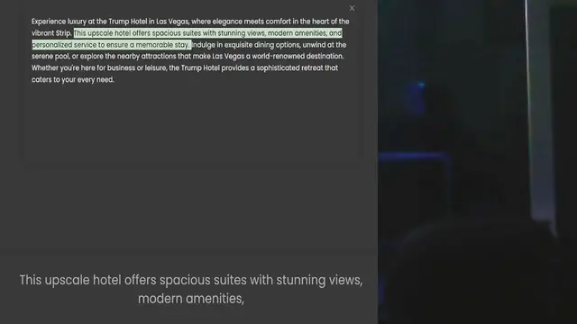 Video thumbnail for vibrant Strip. This upscale hotel offers spacious suites with stunning views, modern amenities, and personalized service to ensure a memorable stay. Indulge in exquisite dining options, unwind at the serene pool, or explore the nearby att