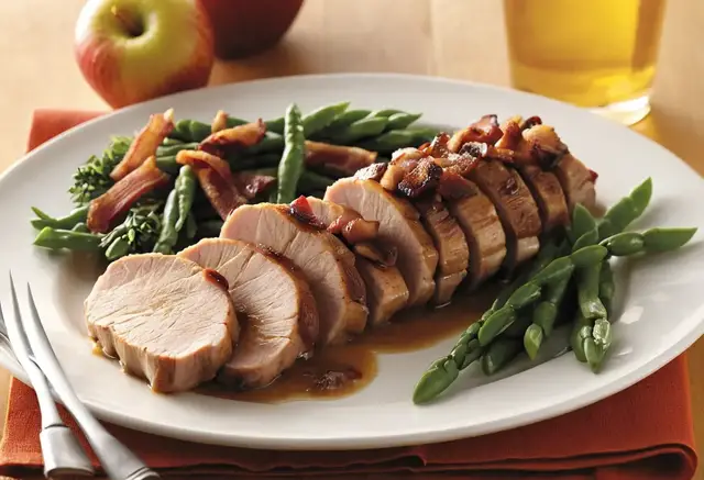 Video thumbnail for Apple-Bacon Pork Tenderloin Recipe