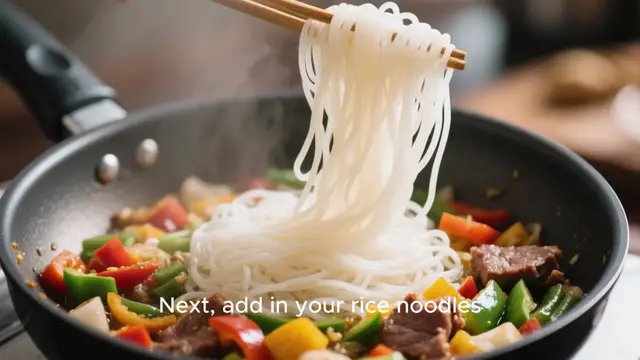 'Video thumbnail for Stir Fried Beef Bowls with Rice Noodles'