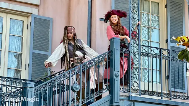 Video thumbnail for Captain Jack Sparrow & Redd | New Orleans Square | Disneyland 2023 4K
