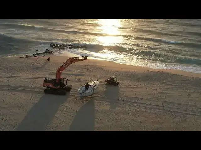 Video thumbnail for Salvage of the Boat Abandoned on the Beach in Sea Girt, New Jersey