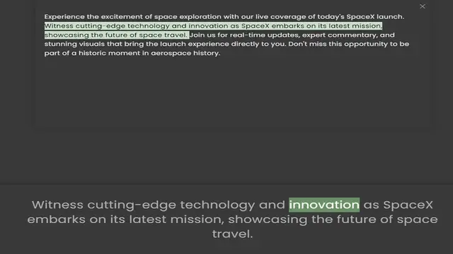 Video thumbnail for Experience the excitement of space exploration with our live coverage of today's SpaceX launch. Witness cutting-edge technology and innovation as SpaceX embarks on its latest mission, showcasing the future of space travel. Join us for rea