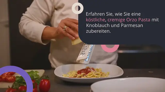 Video thumbnail for Cremige Orzo Pasta mit Knobi und Parmesan – Rezept