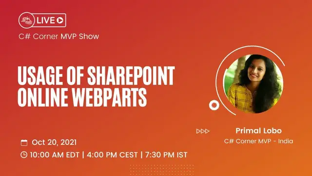 'Video thumbnail for Usage of SharePoint Online Webparts - MVP Show ft. Primal Lobo'
