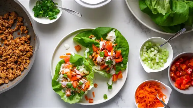 'Video thumbnail for Buffalo Turkey Lettuce Wraps Recipe'
