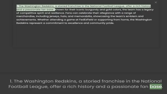'Video thumbnail for 1. The Washington Redskins, a storied franchise in the National Football League, offer a rich history and a passionate fan base. Known for their iconic burgundy and gold colors, the team has a legacy of competitive spirit and resilience.'