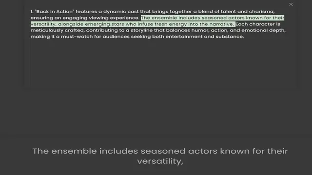 Video thumbnail for 1. Back in Action features a dynamic cast that brings together a blend of talent and charisma, ensuring an engaging viewing experience. The ensemble includes seasoned actors known for their versatility, alongside emerging stars who infuse