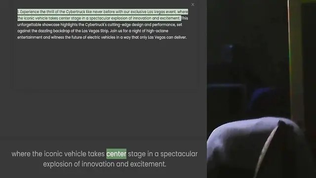 Video thumbnail for the iconic vehicle takes center stage in a spectacular explosion of innovation and excitement. This unforgettable showcase highlights the Cybertruck's cutting-edge design and performance, set against the dazzling backdrop of the Las Vegas