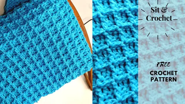 Video thumbnail for Crochet waffle Stitch Baby Blanket Tutorial, DIY Crochet Blanket