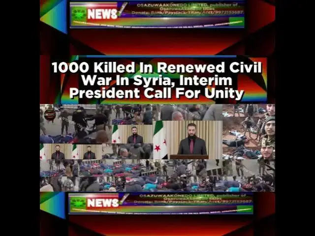 Video thumbnail for 1000 Killed In Renewed Civil War In Syria, Interim President Call For Unity