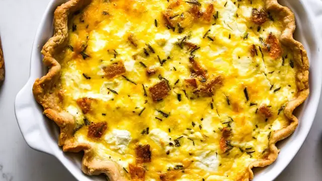 'Video thumbnail for Roasted Butternut Squash And Goat Cheese Quiche Recipe'