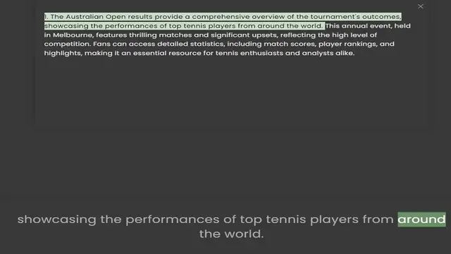 Video thumbnail for 1. The Australian Open results provide a comprehensive overview of the tournament's outcomes, showcasing the performances of top tennis players from around the world. This annual event, held in Melbourne, features thrilling matches and si