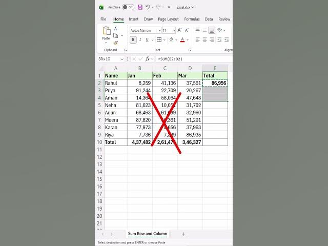 Video thumbnail for Stop SUM Like a Newbie – Automate It #excel #excelforbeginners #excelshortcuts #exceltips #office