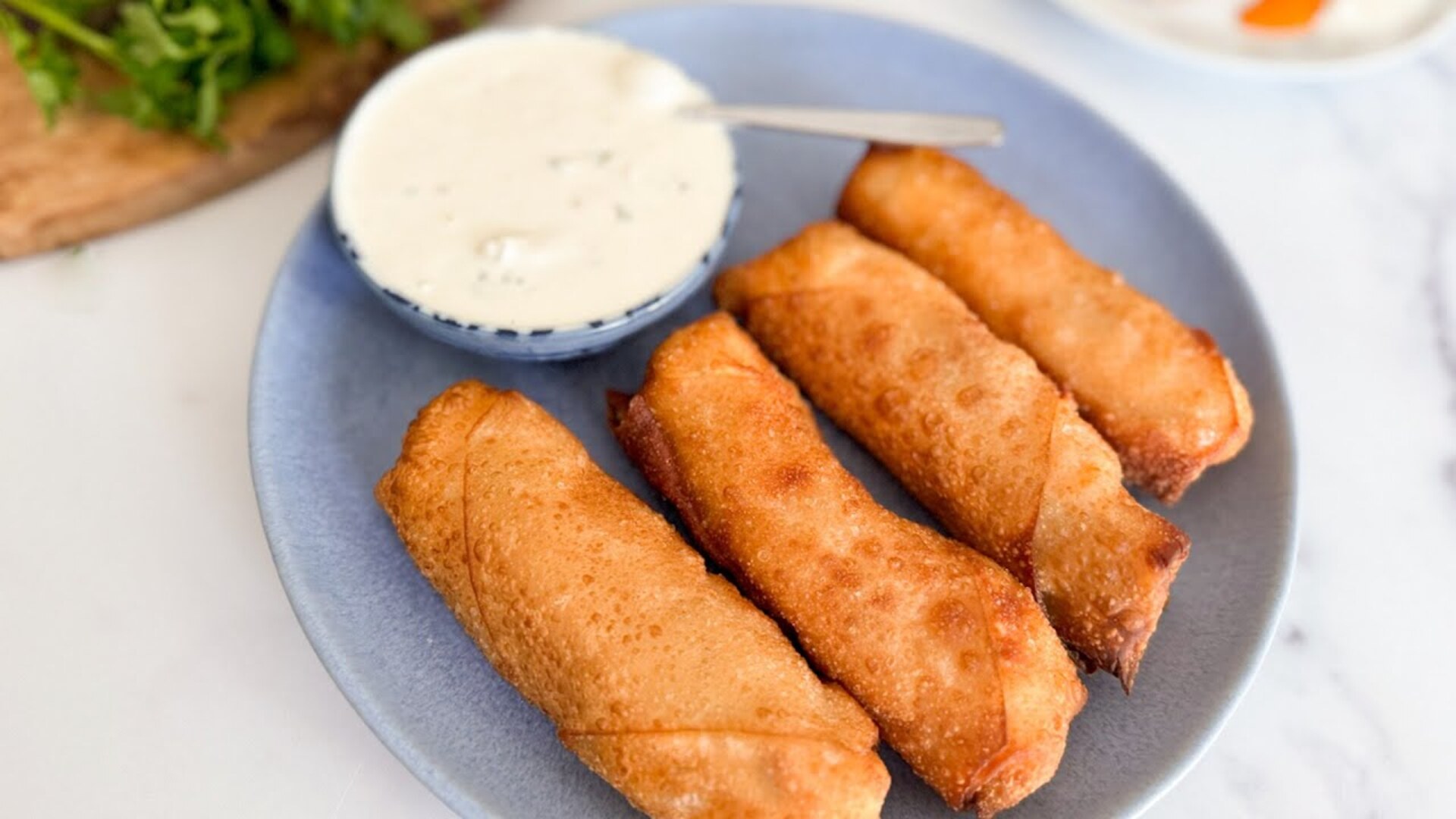 Video thumbnail for Easy Buffalo Chicken Egg Rolls Recipe