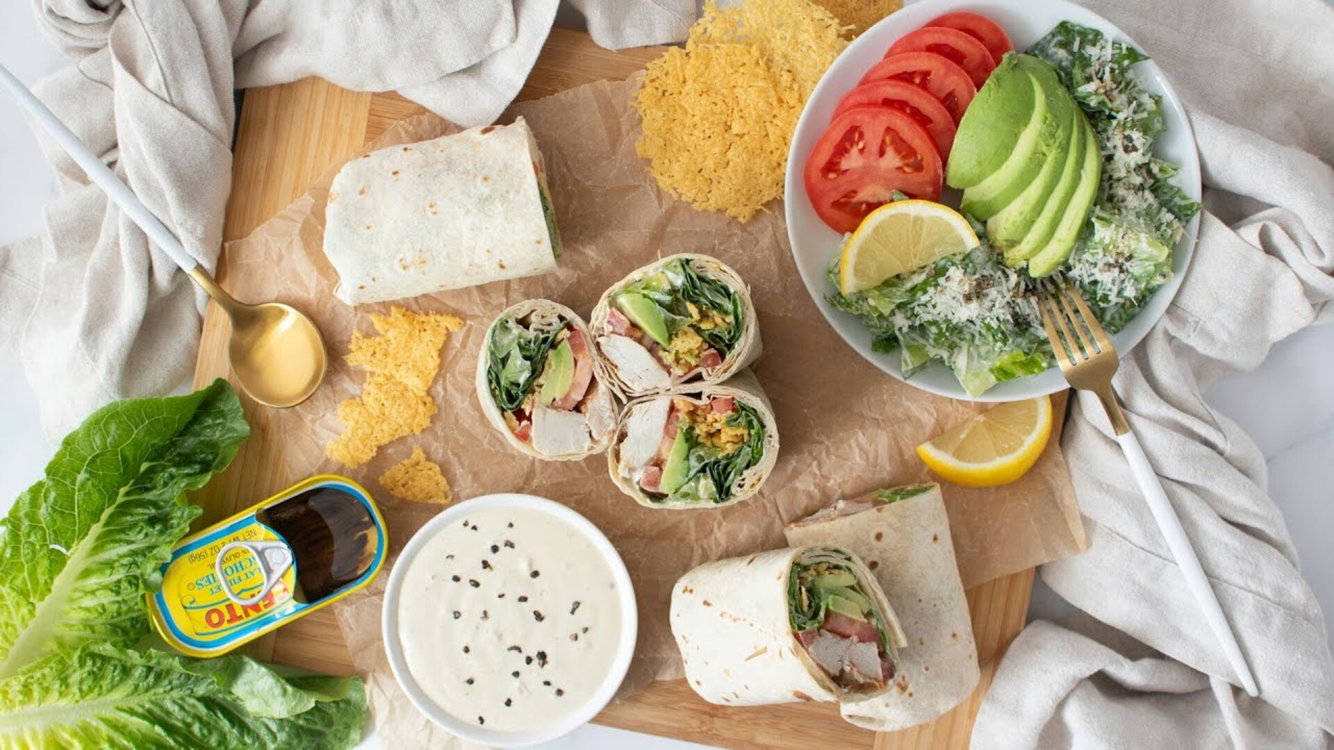 Video thumbnail for Creamy Chicken Caesar Wrap Recipe