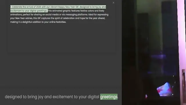 Video thumbnail for 1. Celebrate the arrival of 2025 with our vibrant Happy New Year GIF, designed to bring joy and excitement to your digital greetings. This animated graphic features festive colors and lively animations, perfect for sharing on social media