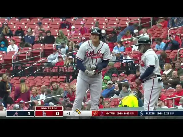 'Video thumbnail for Austin Riley CRANKS a RBI Single, Scoring Matt Olson! | Atlanta Braves | 4/5/2023'