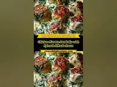'Video thumbnail for Chicken Ricotta Meatballs with Spinach Alfredo Sauce'