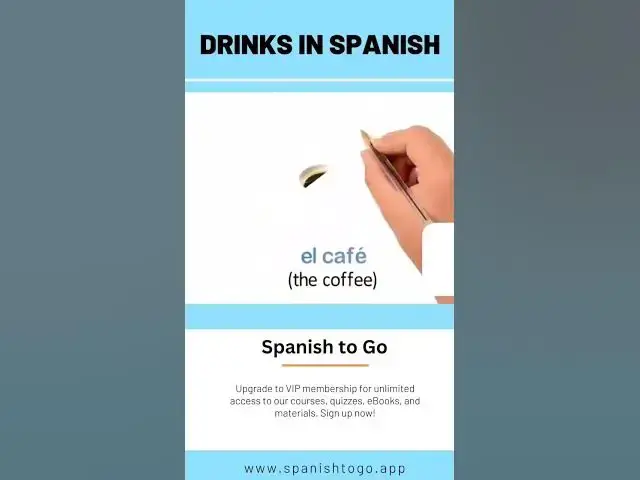 'Video thumbnail for Drinks in Spanish https://spanishtogo.app #learning #viral #drinks #education #spanish #teacher'