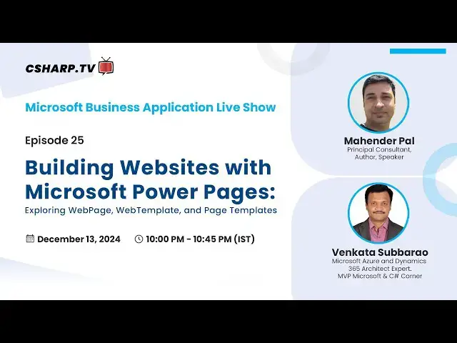 'Video thumbnail for Building Websites with Microsoft Power Pages: Exploring WebPage, WebTemplate, and Page Templates'