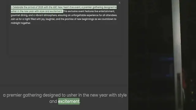Video thumbnail for 1. Celebrate the arrival of 2025 with the ABC New Year's Eve event, a premier gathering designed to usher in the new year with style and excitement. This exclusive event features live entertainment, gourmet dining, and a vibrant atmospher