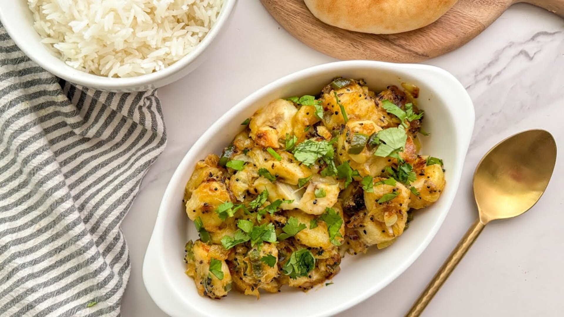 Video thumbnail for South Indian-Style Dry Banana Curry Recipe