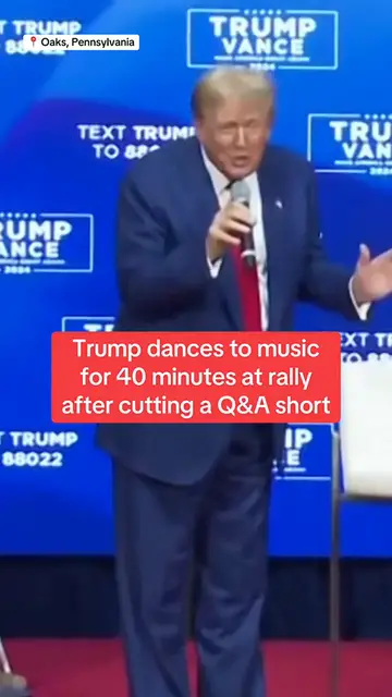 Video thumbnail for After two medical incidents involving people in the crowd, former President Donald Trump stopped taking questions Monday during a rally in Pennsylvania. Instead, for about 40 minutes he had aides play some of