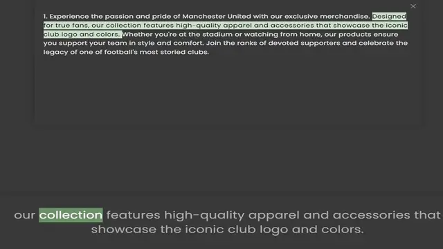 Video thumbnail for 1. Experience the passion and pride of Manchester United with our exclusive merchandise. Designed for true fans, our collection features high-quality apparel and accessories that showcase the iconic club logo and colors. Whether you're at