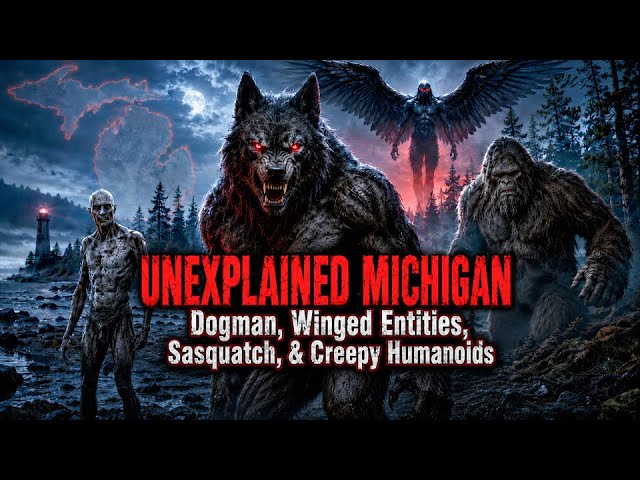 Video thumbnail for UNEXPLAINED MICHIGAN: Dogman, Winged Entities, Sasquatch, & Creepy Humanoids
