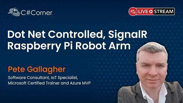 Video thumbnail for Dot Net Controlled, SignalR Raspberry Pi Robot Arm || IoT Virtual Conference