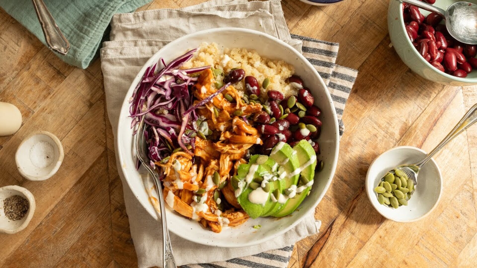 Video thumbnail for Our BBQ Chicken Bowl Is The Protein Packed Lunch You Need