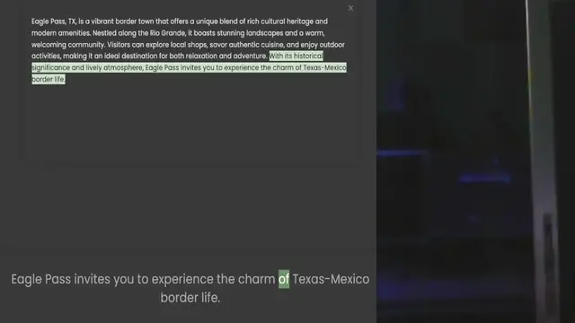 Video thumbnail for Eagle Pass, TX, is a vibrant border town that offers a unique blend of rich cultural heritage and modern amenities. Nestled along the Rio Grande, it boasts stunning landscapes and a warm, welcoming community. Visitors can explore local sh