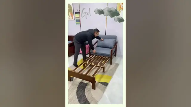 Video thumbnail for Space Saving Wonder:  Wooden Sofa Bed Combo | Furniture #shorts