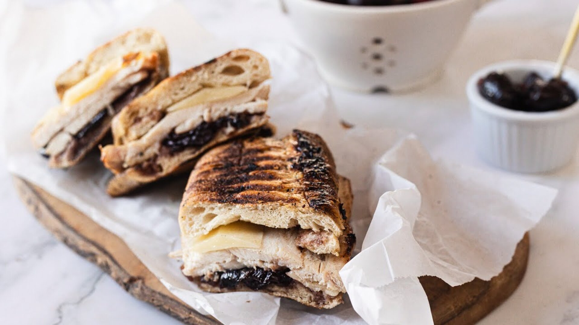 Video thumbnail for Smoked Turkey And Cherry Chutney Panini Recipe