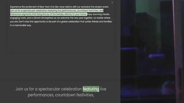 Video thumbnail for Experience the excitement of New Year's Eve like never before with our exclusive live stream event. Join us for a spectacular celebration featuring live performances, countdown festivities, and interactive segments that bring the joy of t