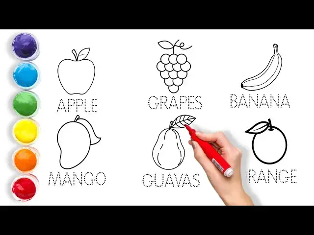 Video thumbnail for Learn Fruit Drawing | फलों को रंग से भरना सीखें | Kids Learn Fruit Name