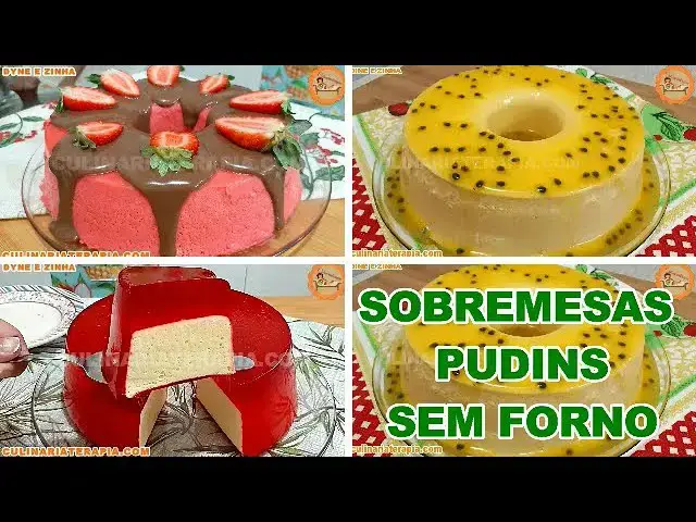 Video thumbnail for SEM FOGO! 3 RECEITAS DE PUDIM DE MORANGO - PUDIM DE MARACUJÁ E GELATINA RECHEADA COM MOUSSE