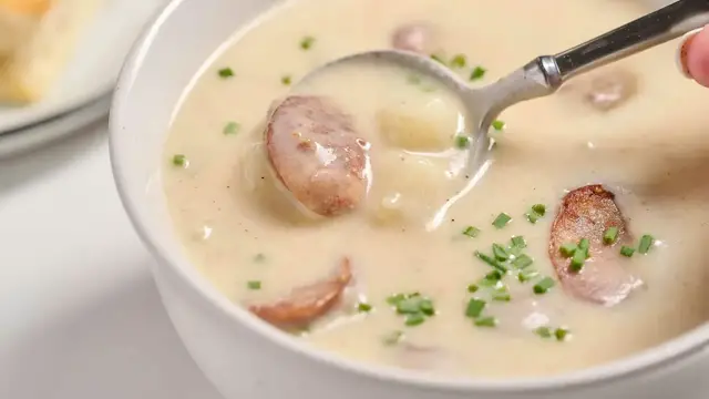 'Video thumbnail for This 3-Ingredient Potato Sausage Soup Is Hearty And Comforting'