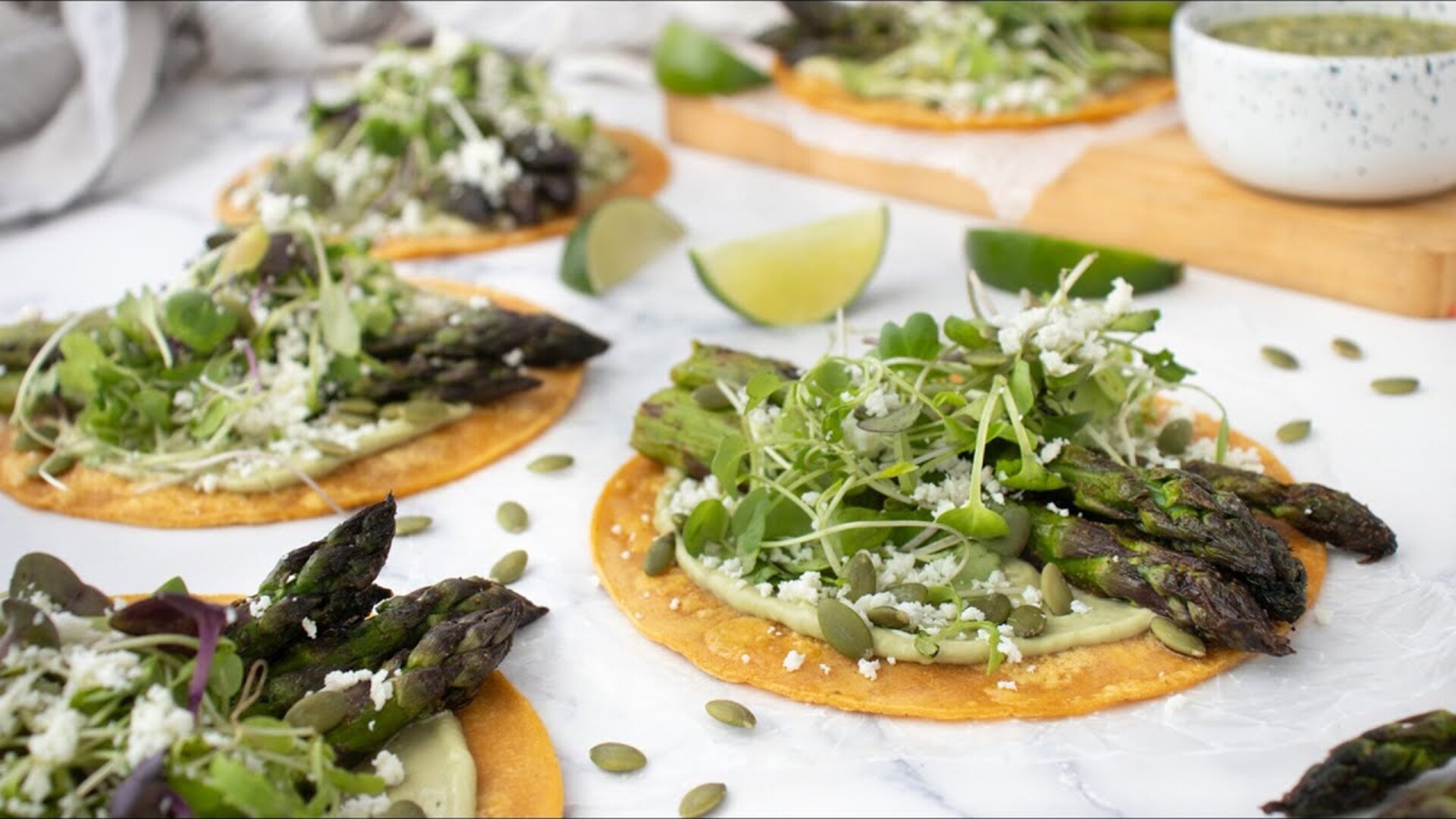 Video thumbnail for Charred Asparagus Tacos Verdes Recipe