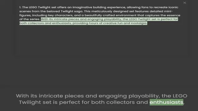 Video thumbnail for 1. The LEGO Twilight set offers an imaginative building experience, allowing fans to recreate iconic scenes from the beloved Twilight saga. This meticulously designed set features detailed mini-figures, including key characters, and a bea