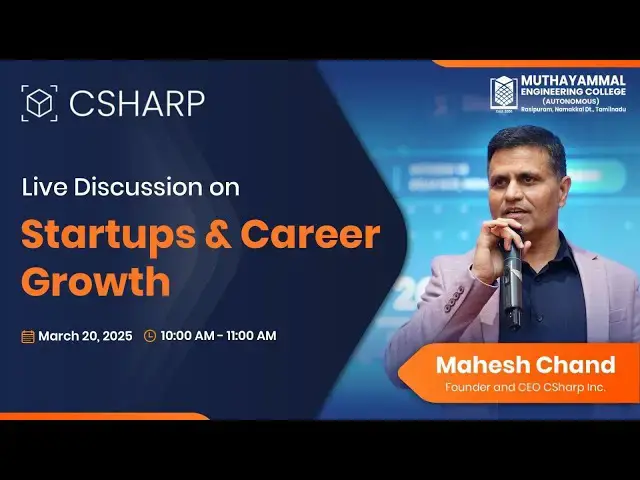'Video thumbnail for Live Discussion on Startups and Career Growth'