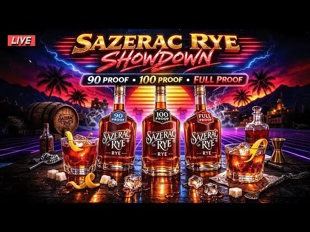 Video thumbnail for Sazerac Rye Showdown | 90 vs 100 vs Full Proof (Neat & Cocktail Test LIVE)