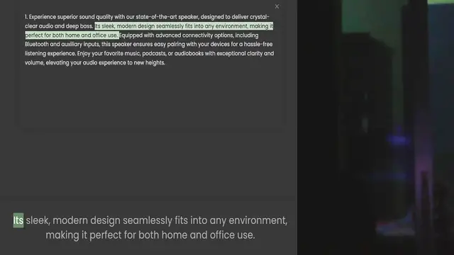 Video thumbnail for clear audio and deep bass. Its sleek, modern design seamlessly fits into any environment, making it perfect for both home and office use. Equipped with advanced connectivity options, including Bluetooth and auxiliary inputs, this speaker